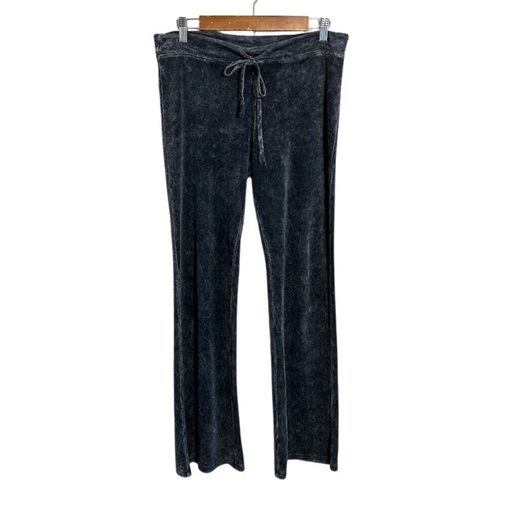 Y2K T Party Terry Cloth Lounge Pants S Gray Mineral Wash Mid Rise Drawstring